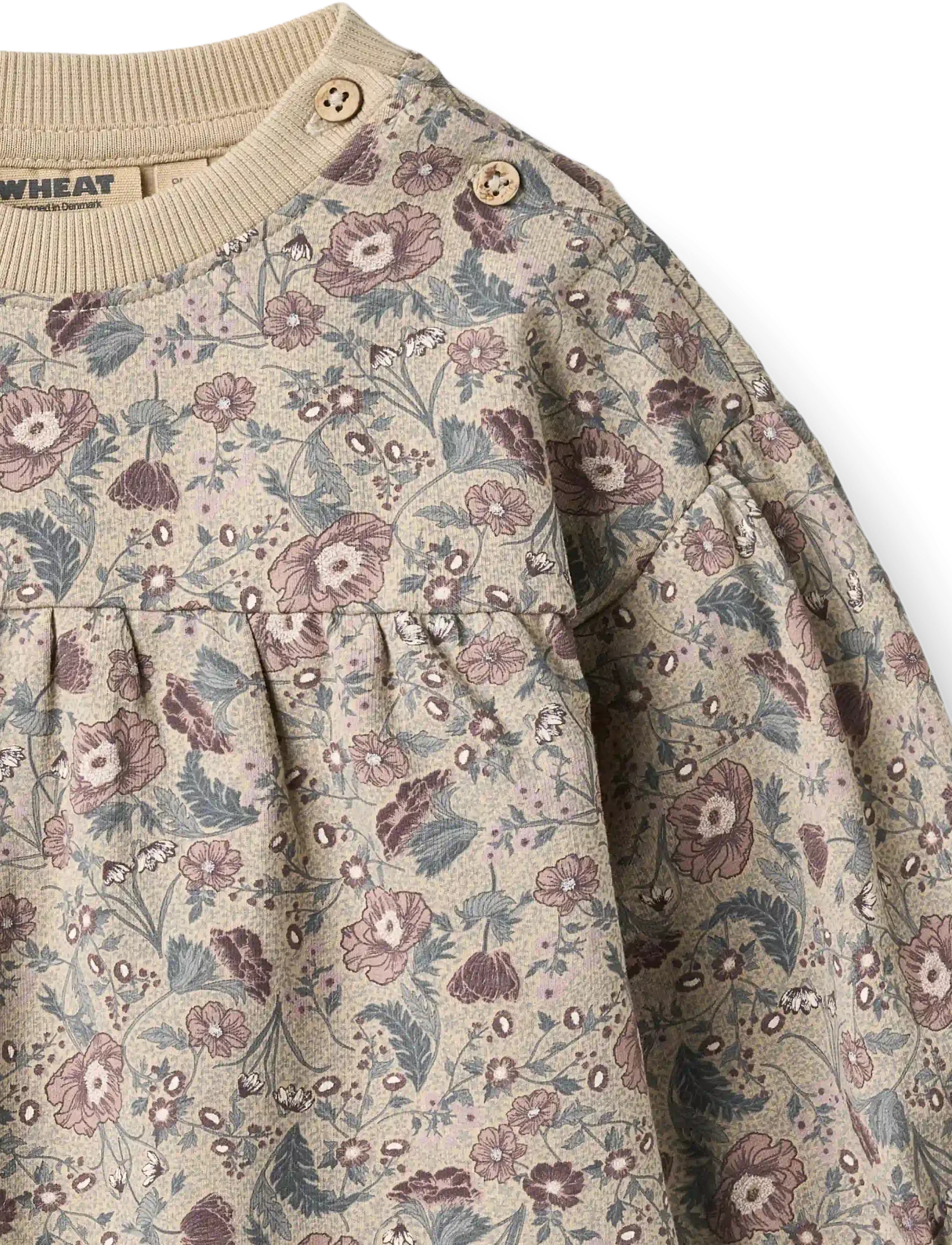 Wheat - Sweat dress L/S Lilja - langærmede babykjoler - soft sand flowers - 2
