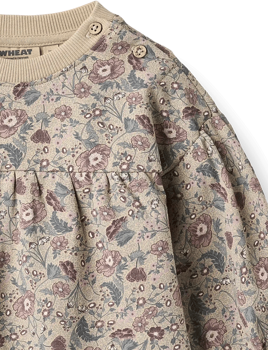Wheat - Sweat dress L/S Lilja - langärmelige babykleider - soft sand flowers - 2