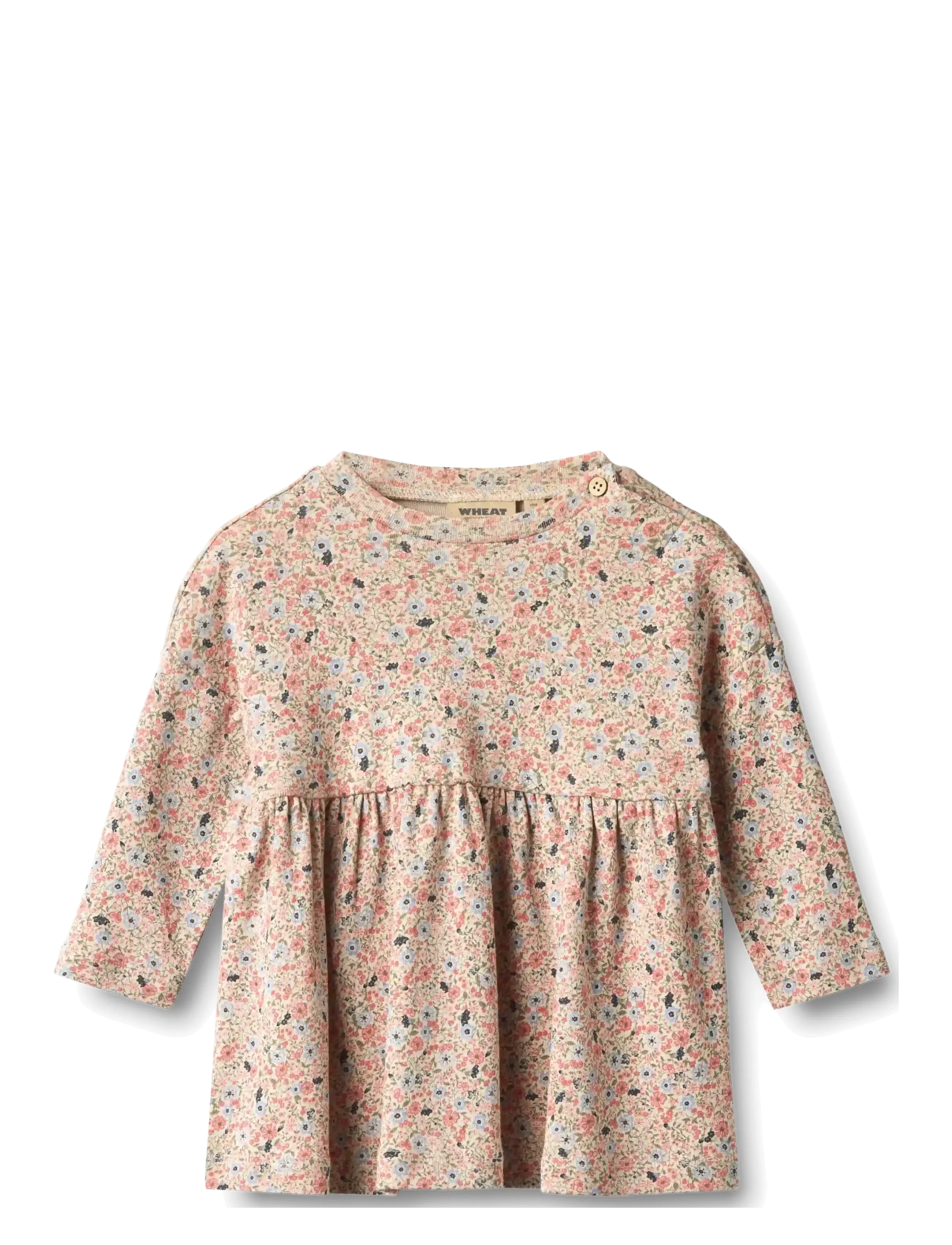 Wheat Jersey dress L/S Emmy - Baby-Kleider - GREY CLOUD FLOWERS / cream