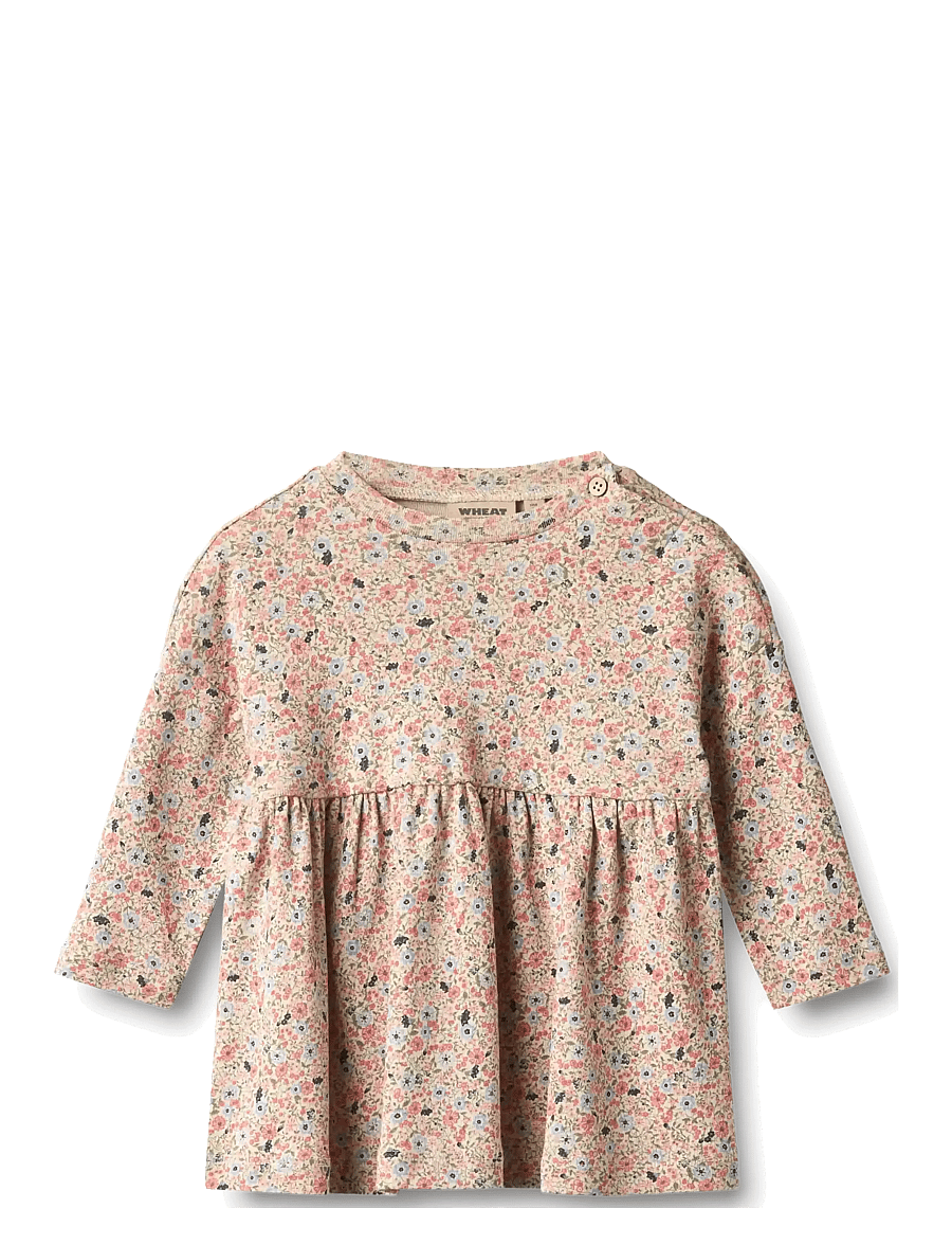 Wheat - Jersey dress L/S Emmy - grey cloud flowers - 0
