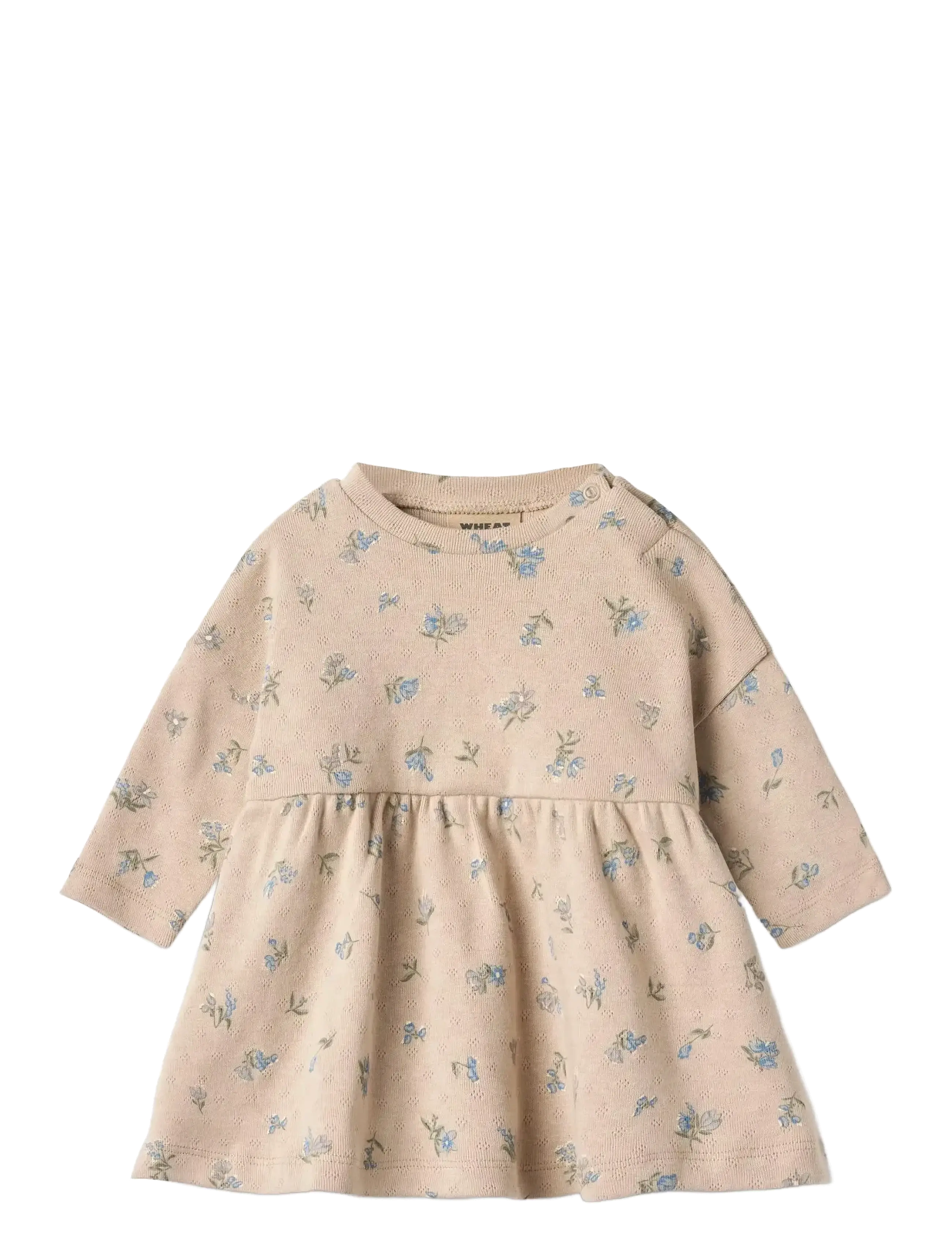 Wheat Jersey Dress L/S Emmy, Børn, Langærmet Blomstret Jerseydress, Beige, Str: 86