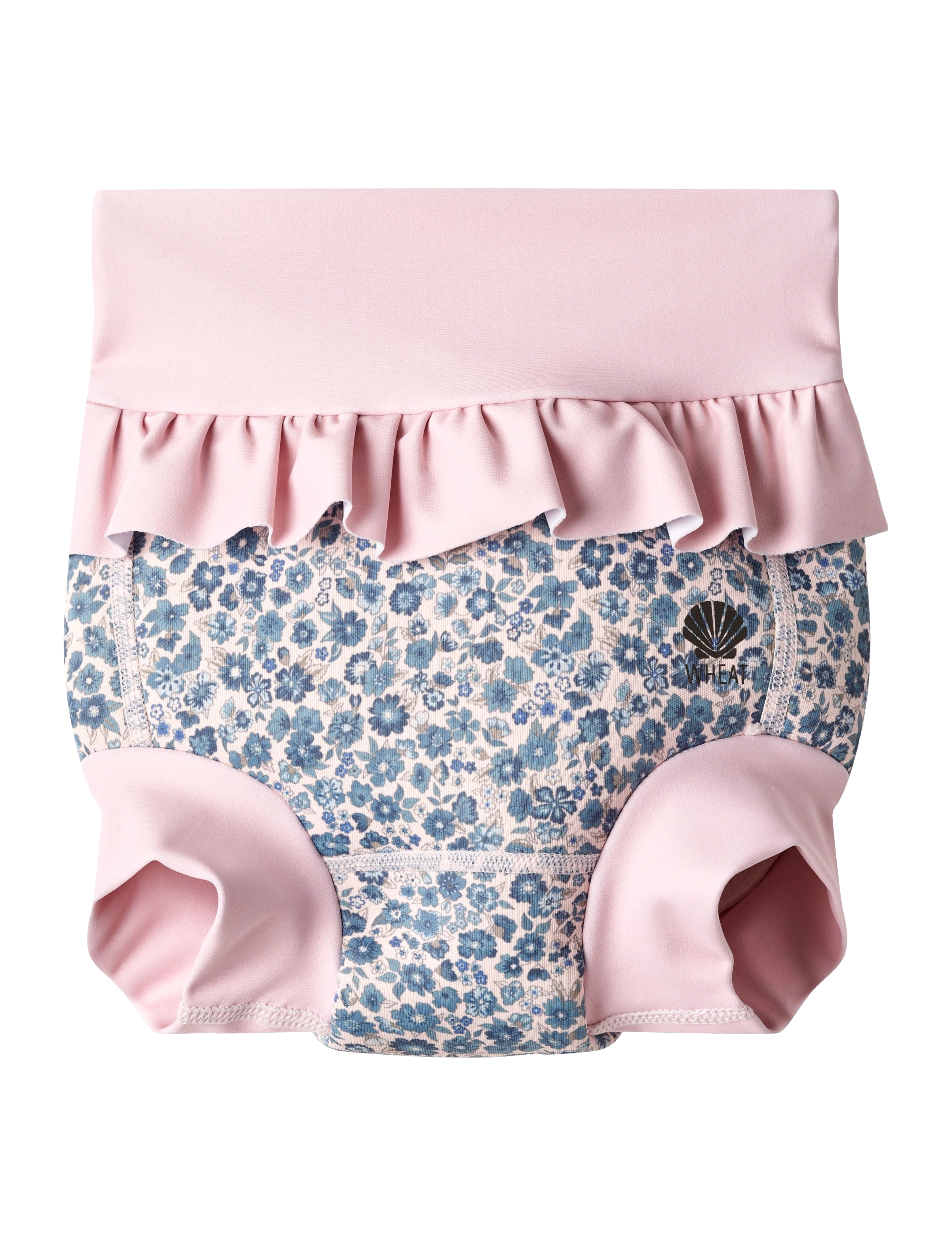 Neoprene Swim Pants Ruffle - BLUE FLOWER MEADOW