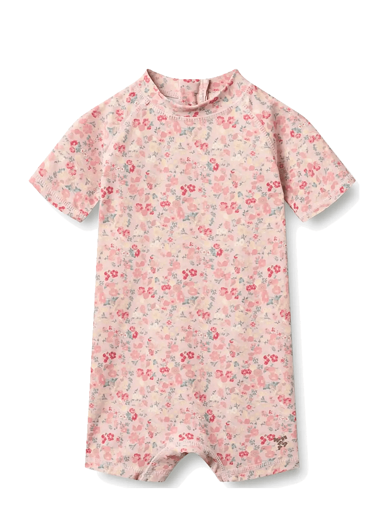 Wheat - Swimsuit S/S Cas - uv-kaitsega riided - powder flowers and seashells - 1