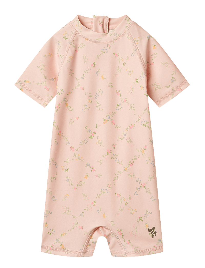 Wheat - Swimsuit S/S Cas - uv-kaitsega riided - powder checked flowers - 0