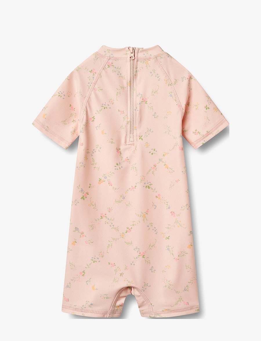 Wheat - Swimsuit S/S Cas - uv-kaitsega riided - powder checked flowers - 1