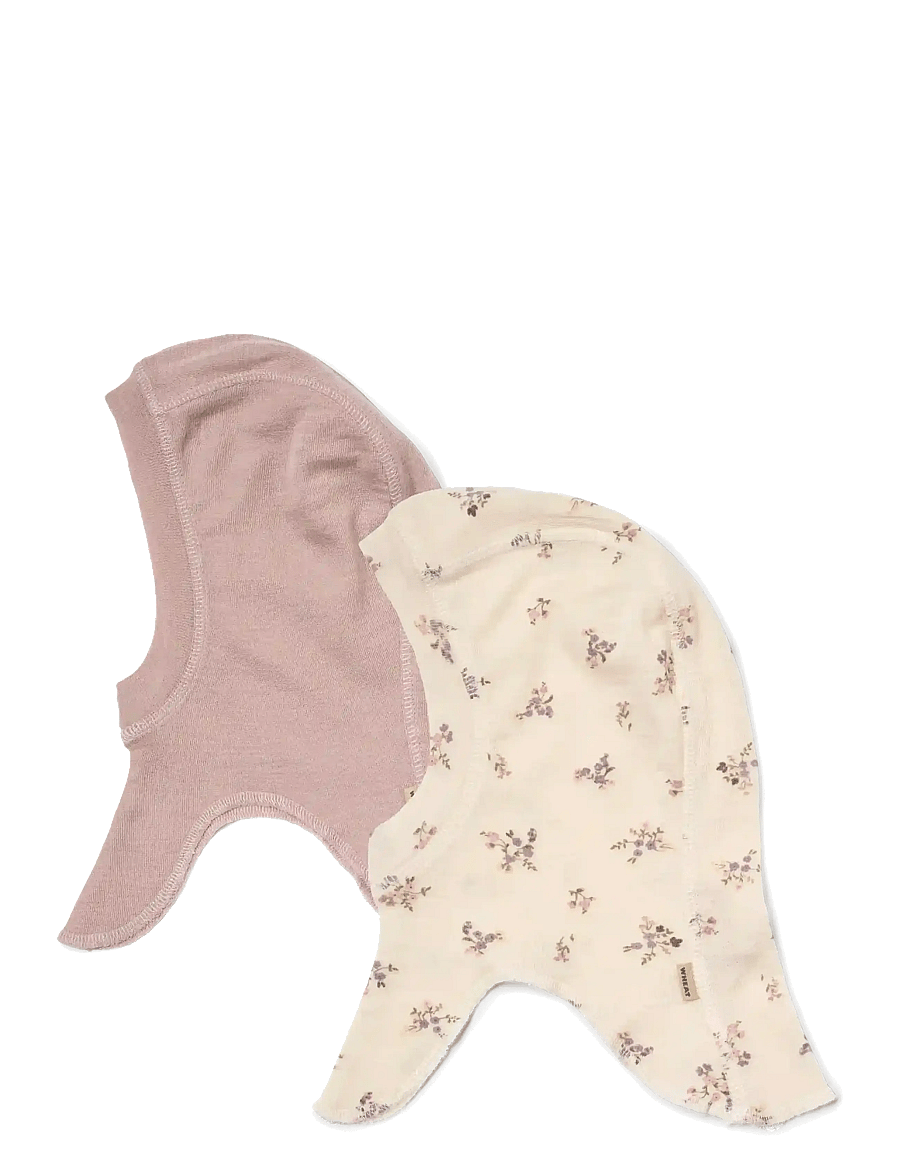 Wheat - 2 wool Balaclava Felix - eggshell flowers - 0