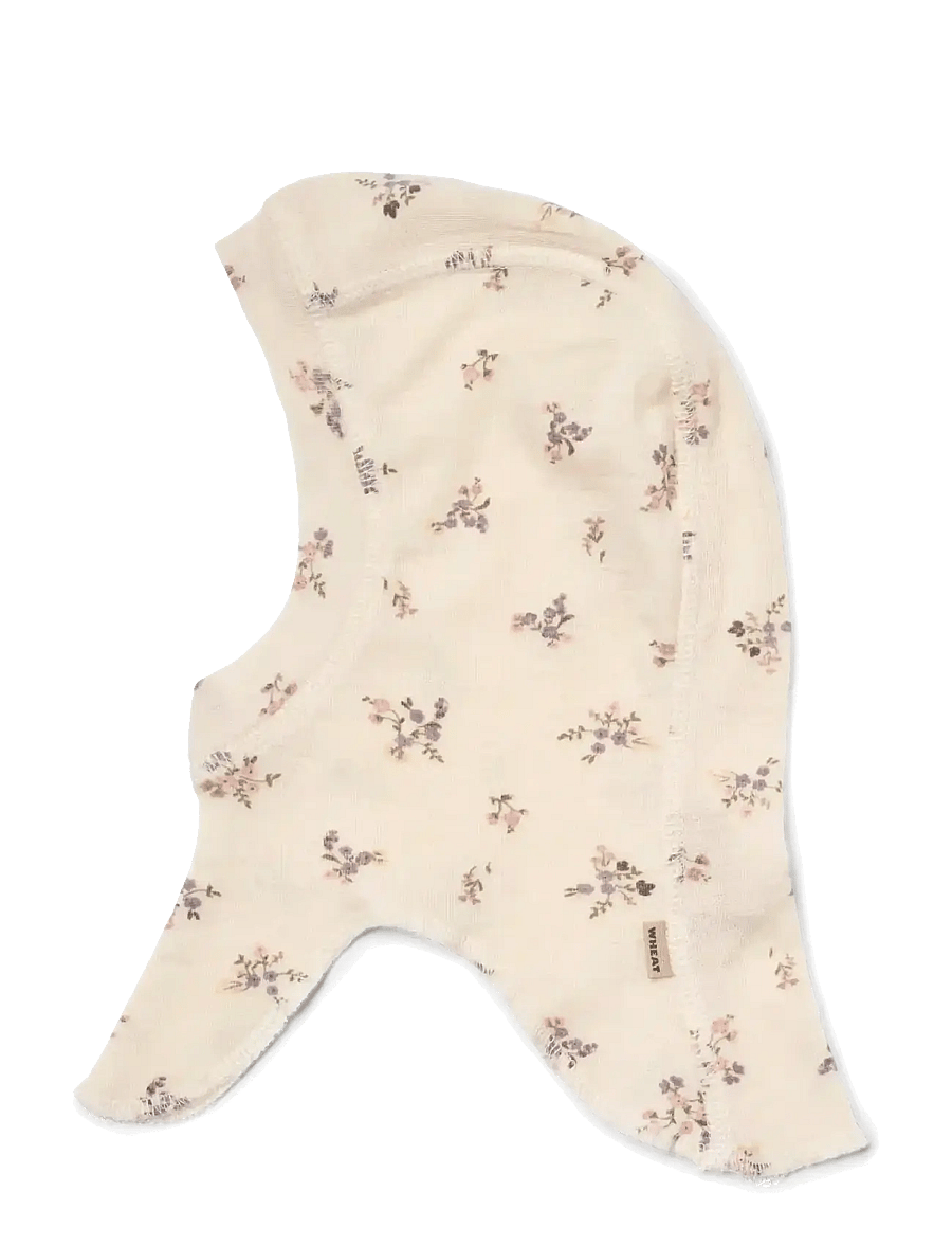 Wheat - 2 wool Balaclava Felix - eggshell flowers - 1