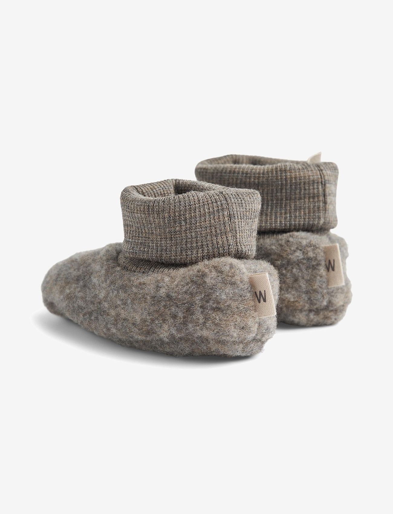 Wheat - Wool Fleece Booties Lei - brown melange - 1