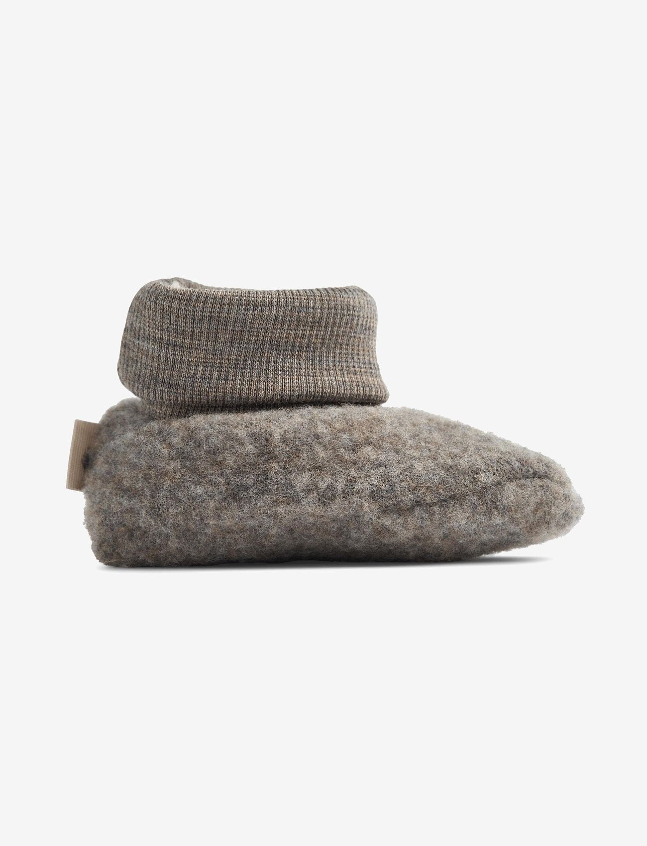 Wheat - Wool Fleece Booties Lei - brown melange - 2