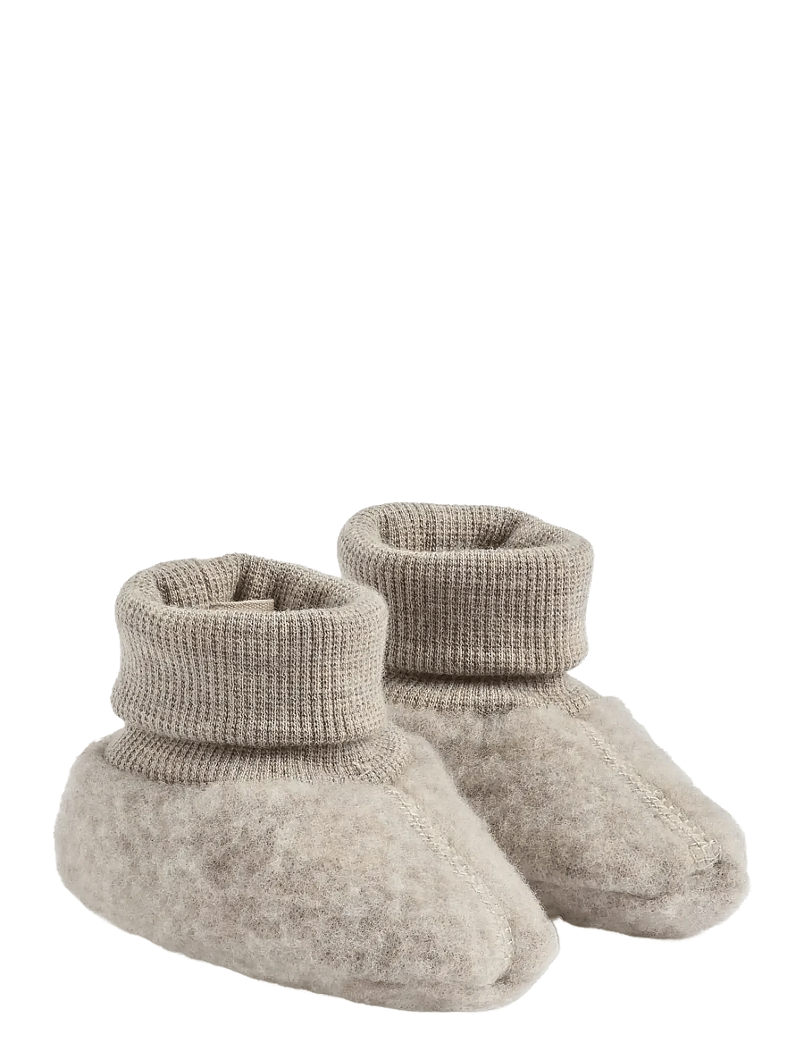 Wheat - Wool Fleece Booties Lei - sussid - khaki melange - 0