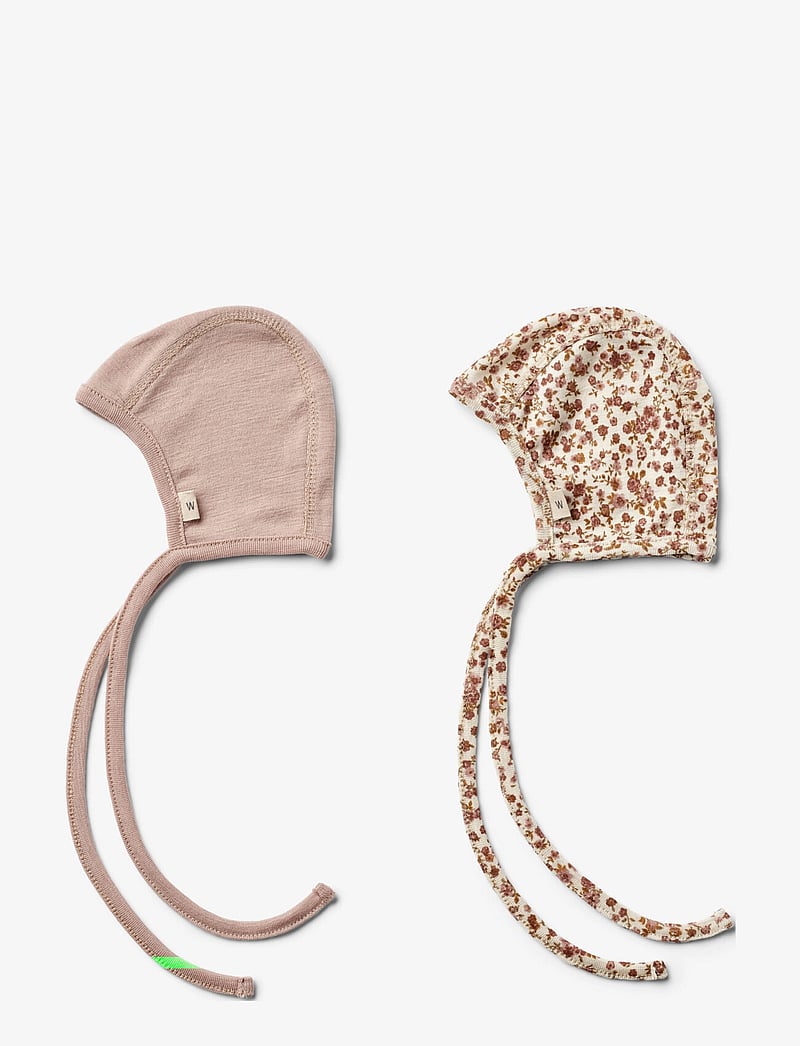 Wheat - 2 Wool Cap Billie - baby hats - rose flowers - 0