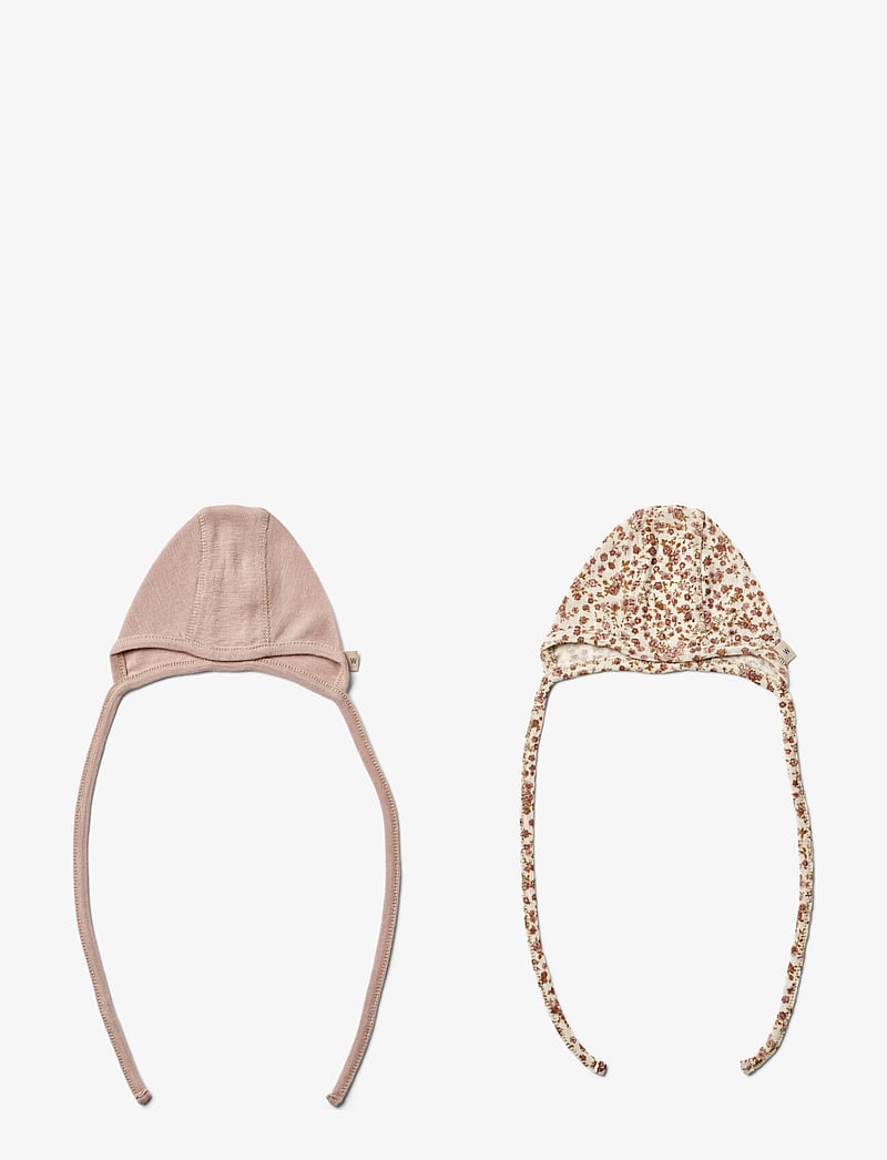 Wheat - 2 Wool Cap Billie - baby hats - rose flowers - 1