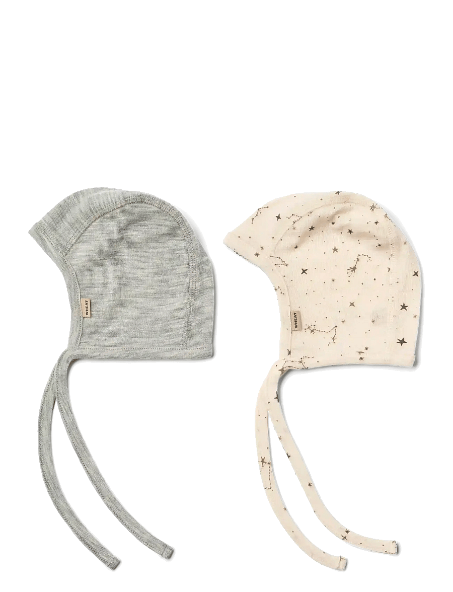 Wheat - 2 Wool Bonnet Billie - babyhuer - eggshell stars - 0