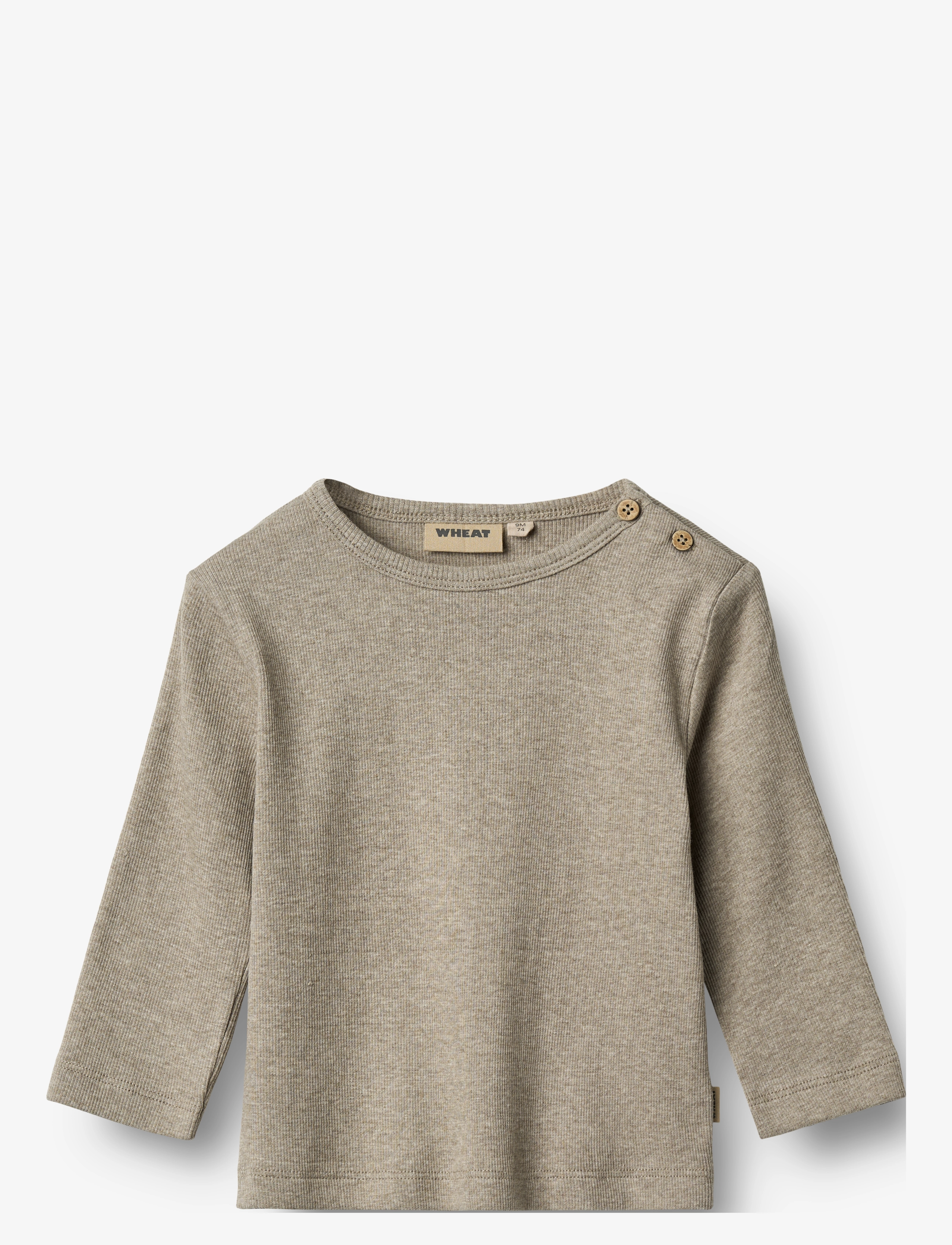Wheat T-Shirt L/S Milo, 74, T-shirts, Grau - Short-sleeved, Kinder