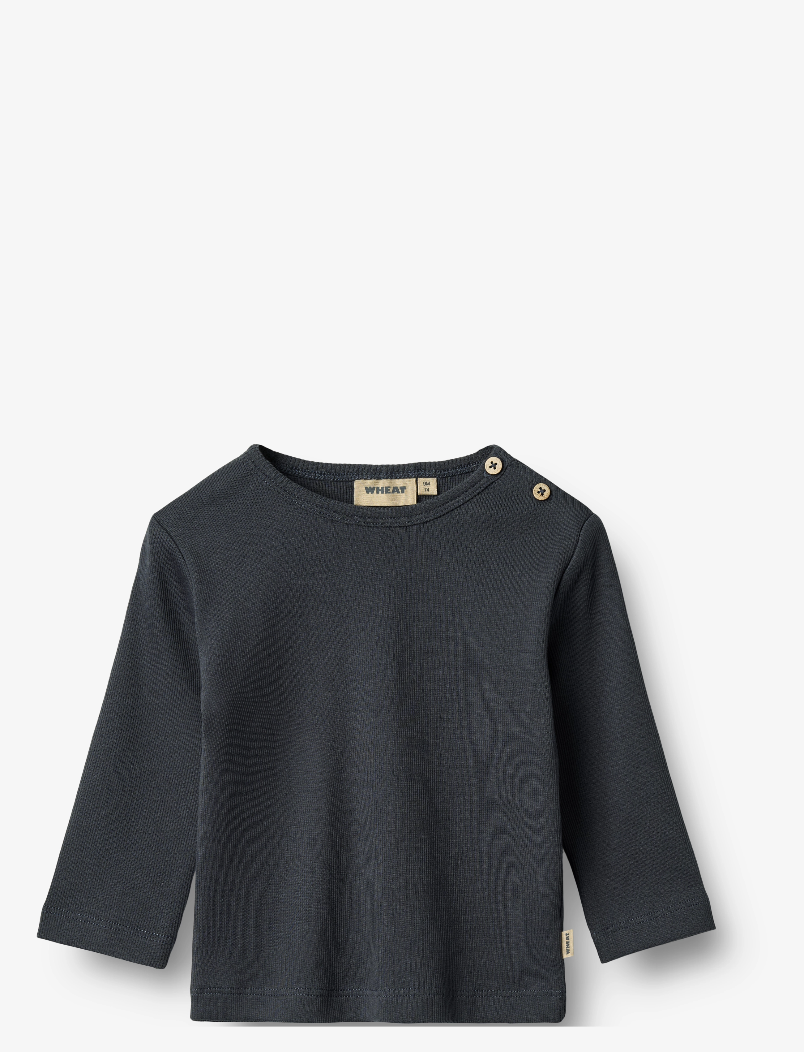 Wheat T-Shirt L/S Milo, 74, T-shirts, Marineblau - Short-sleeved, Kinder