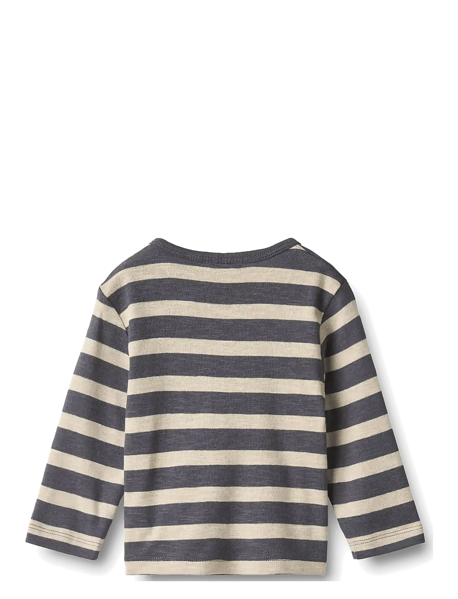 Wheat - T-shirt L/S Milo - greyblue stripe - 1
