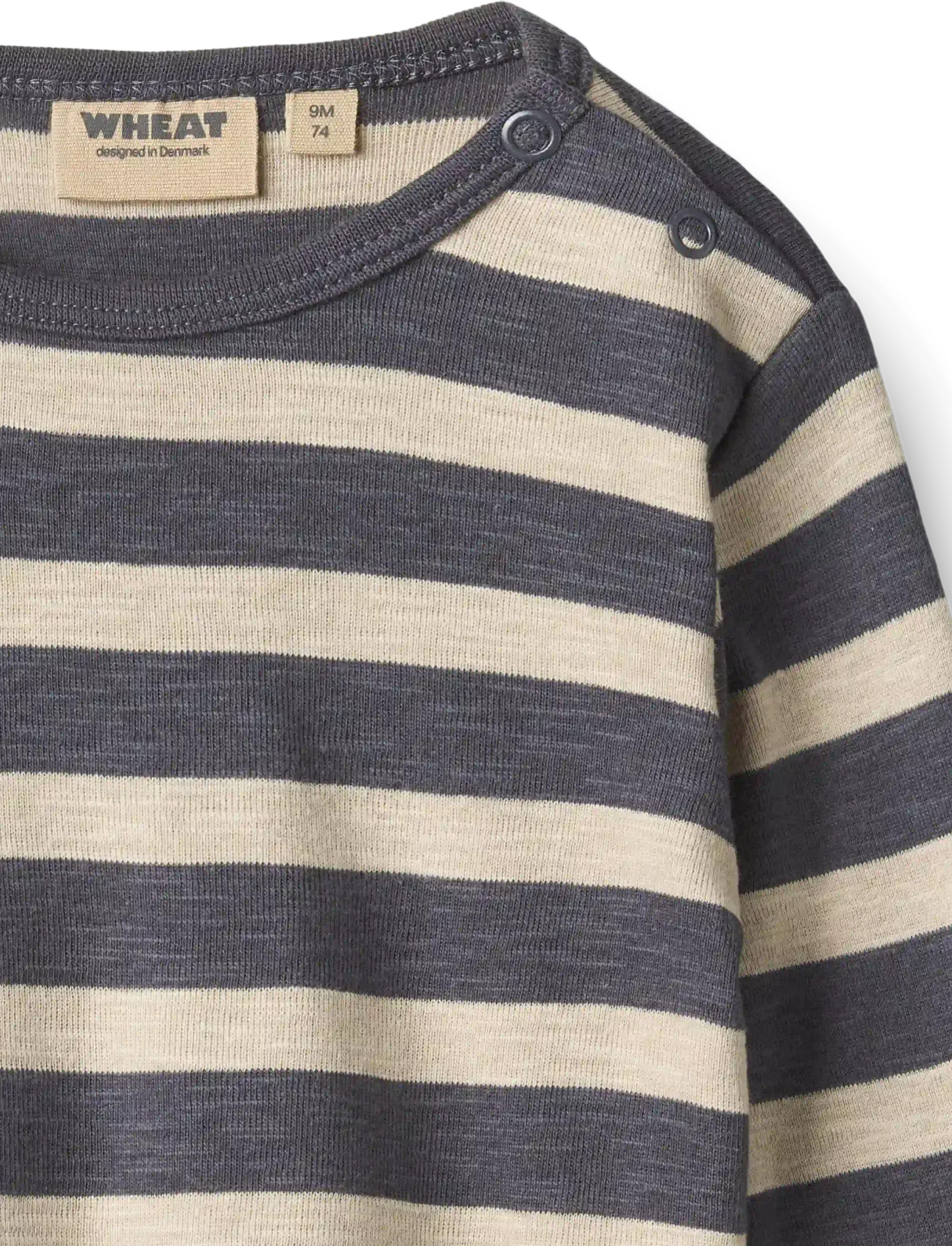 Wheat - T-shirt L/S Milo - greyblue stripe - 2
