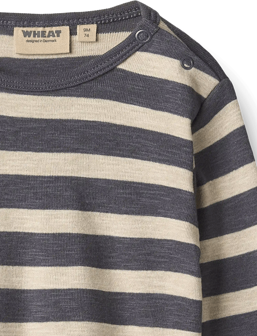Wheat - T-shirt L/S Milo - greyblue stripe - 2