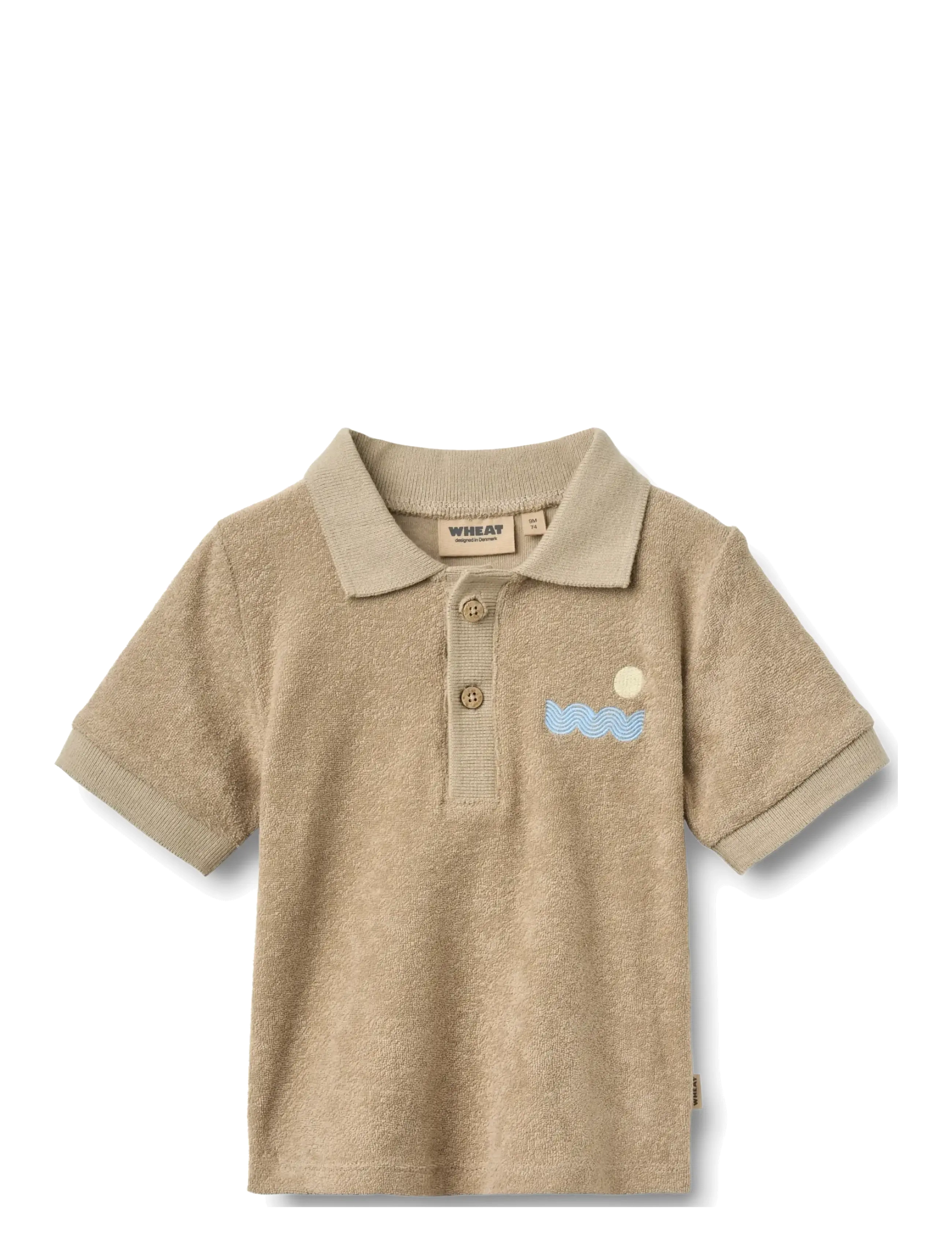 Wheat Polo Shirt S/S Mali, Børn, Frotte Polo Shirt, Beige, Str: 62