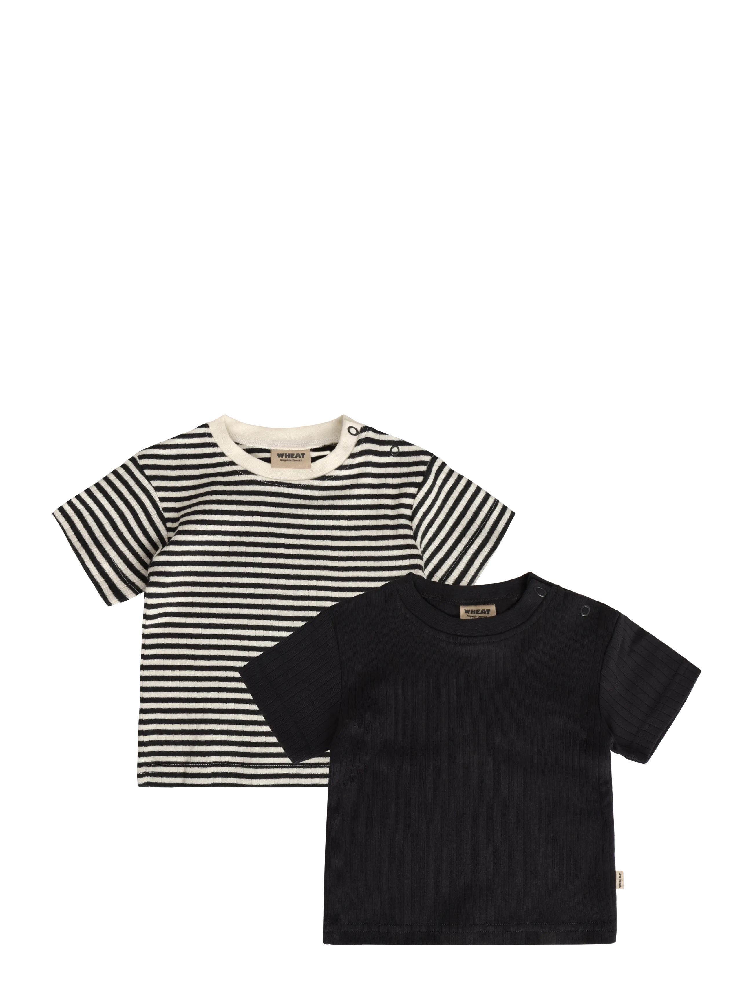 Wheat 2 Rib T-shirt S/S Fabian - Overdele - NAVY RIB STRIPE / navy
