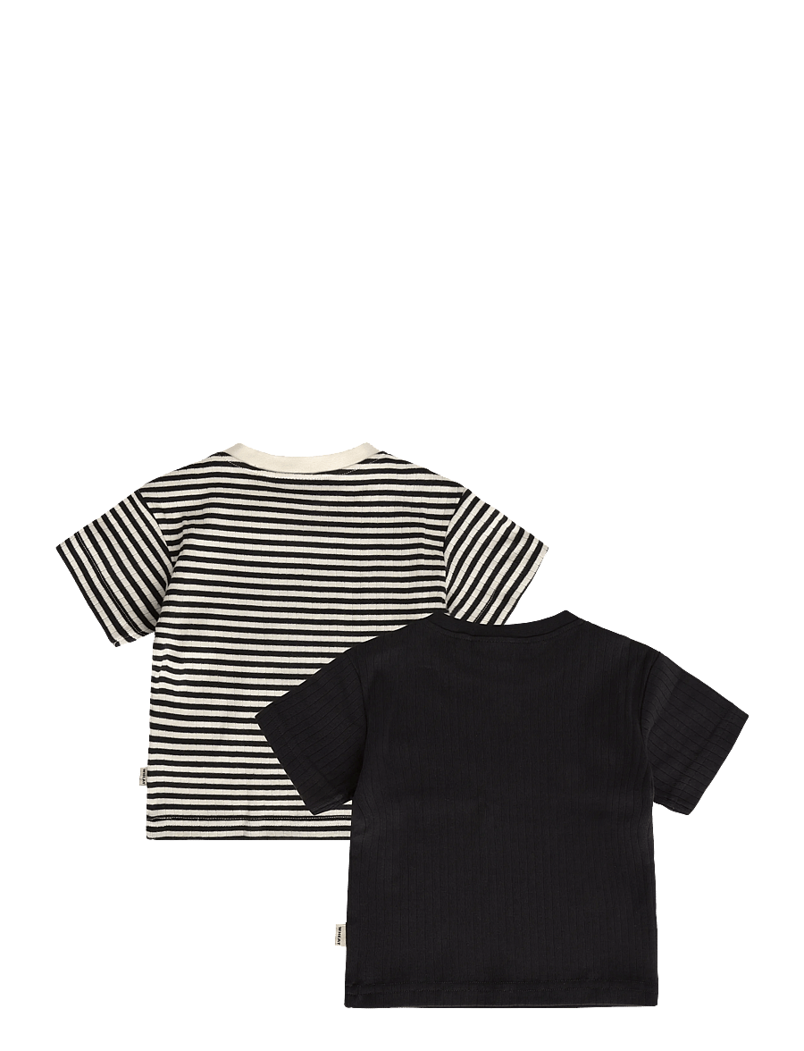 Wheat - 2 Rib T-shirt S/S Fabian - navy rib stripe - 1