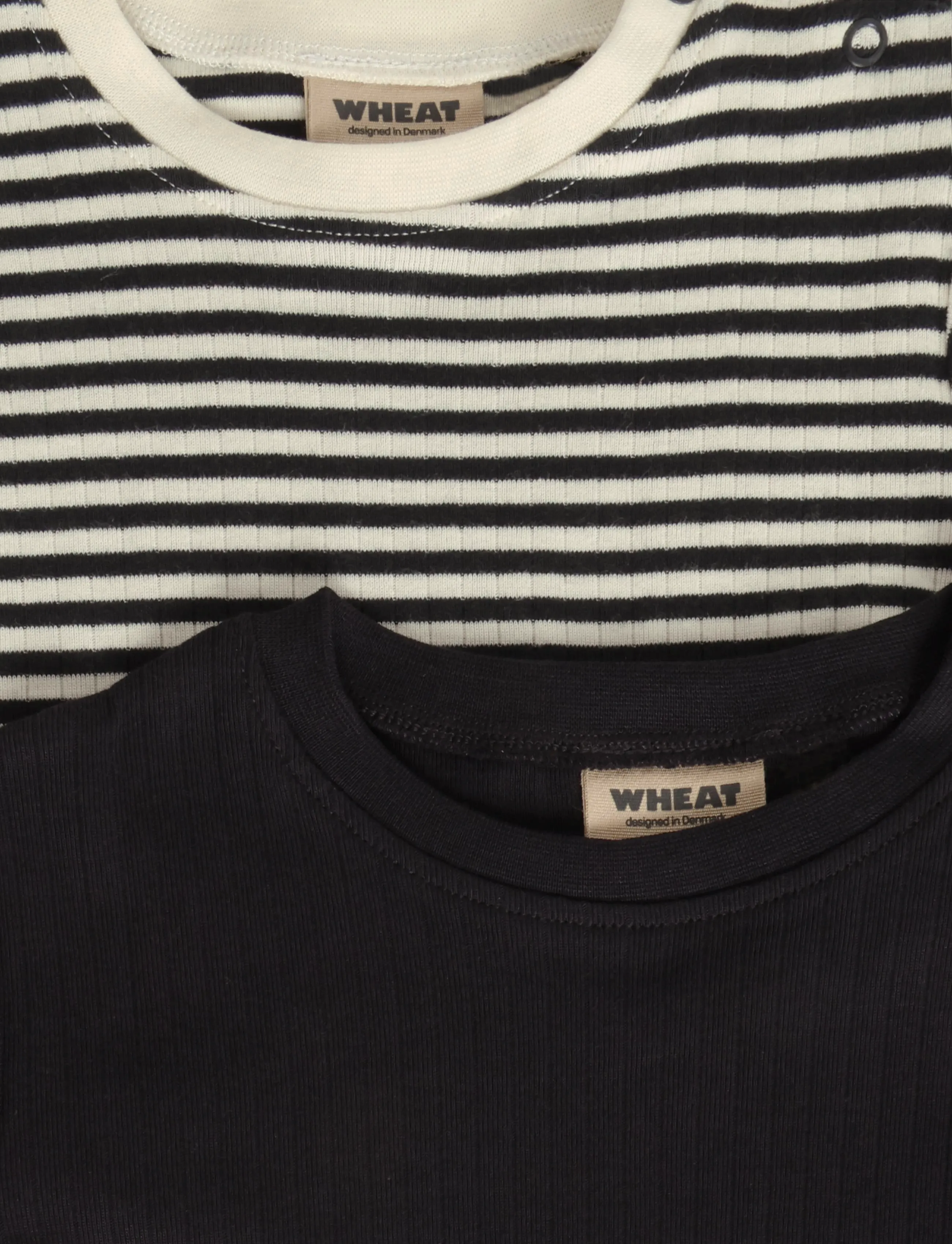 Wheat - 2 Rib T-shirt S/S Fabian - navy rib stripe - 2