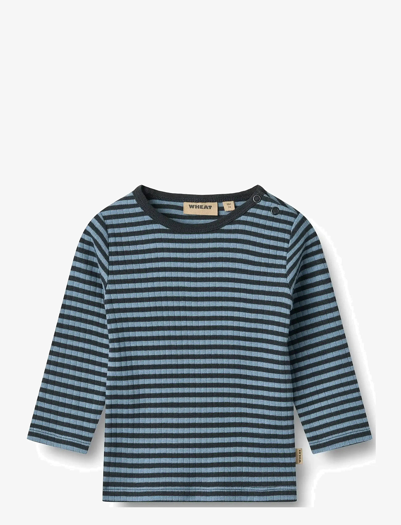 Wheat - T-shirt L/S Stig - efterårstøj - bright blue stripe - 0