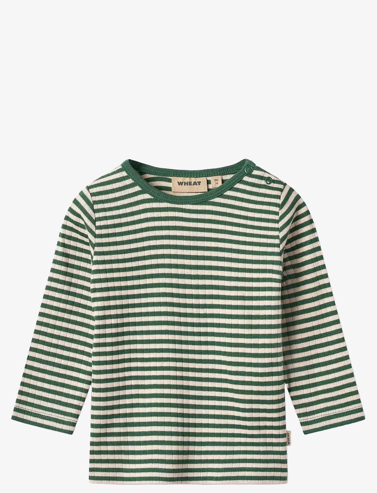 Wheat - T-shirt L/S Stig - sügisesed riided - green stripe - 0