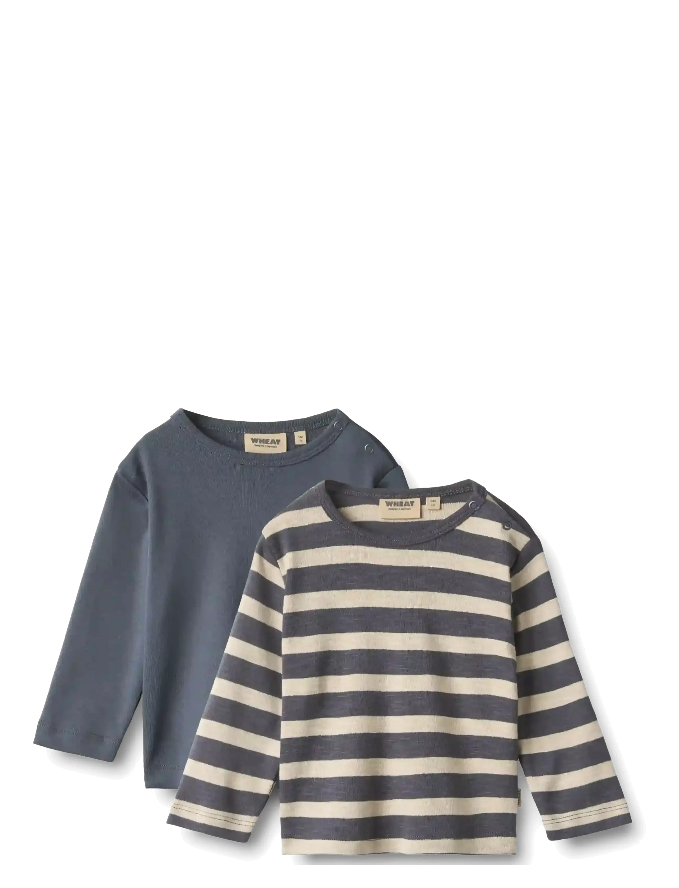 Wheat 2 T-shirt L/S Milo - Neuheiten - GREYBLUE STRIPE / blue