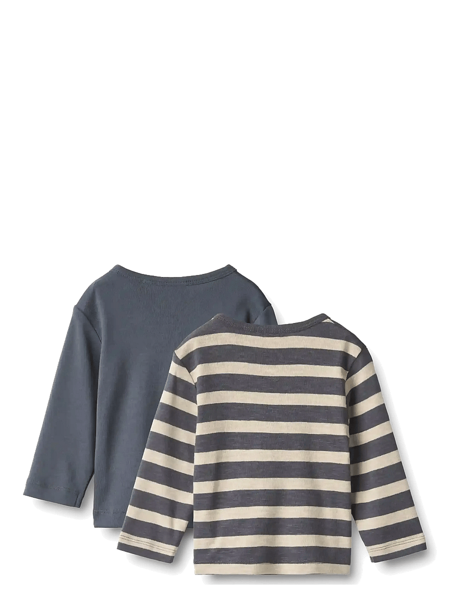 Wheat - 2 T-shirt L/S Milo - langärmelig - greyblue stripe - 1