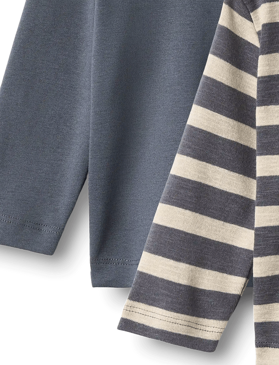 Wheat - 2 T-shirt L/S Milo - langärmelig - greyblue stripe - 5