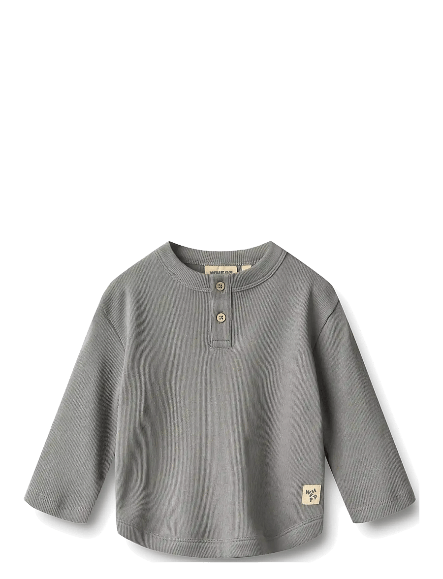 Wheat - T-shirt L/S Osvald - flint - 0