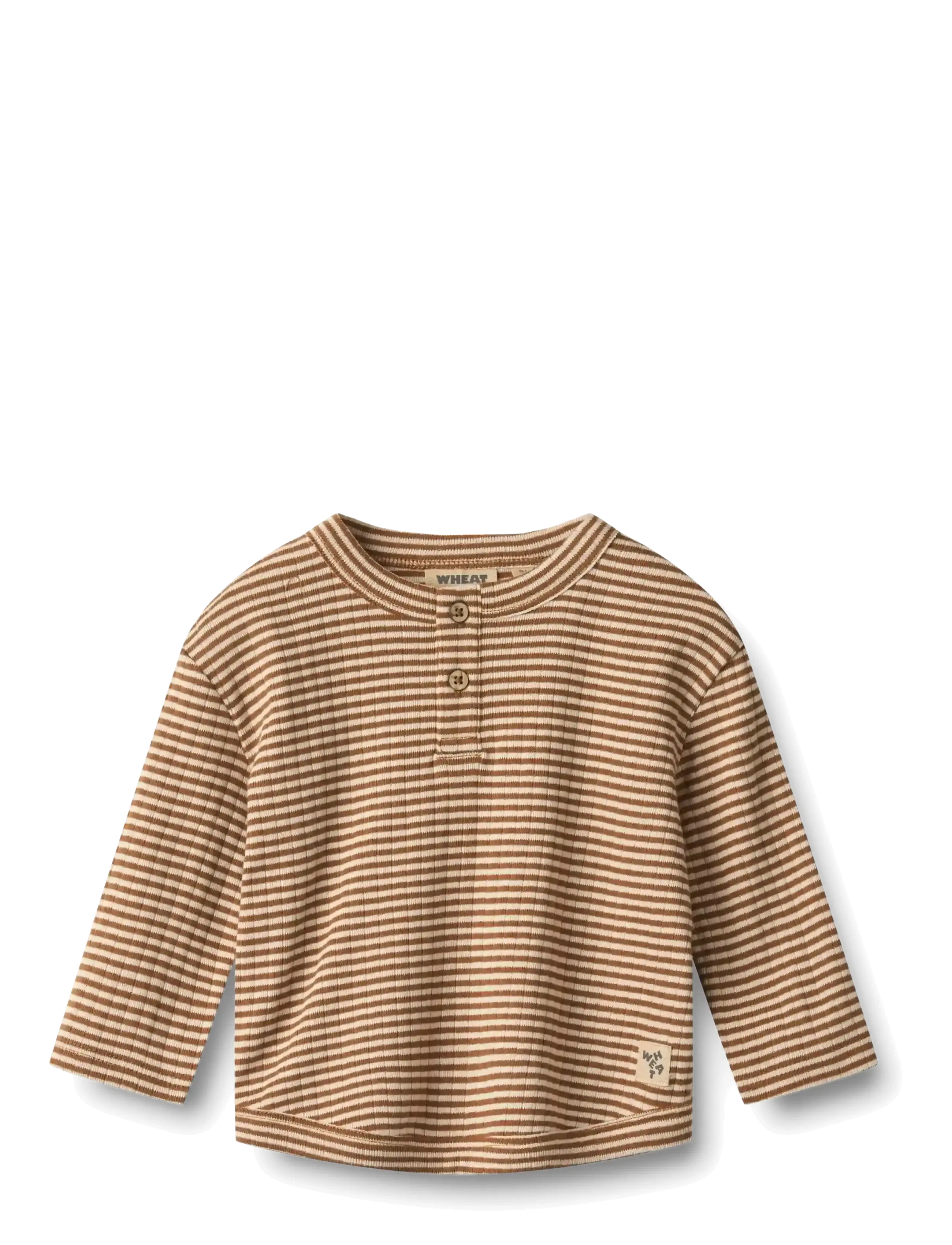 Wheat T-shirt L/S Osvald - Oberteile & T-Shirts - WARM HAZEL STRIPE / brown