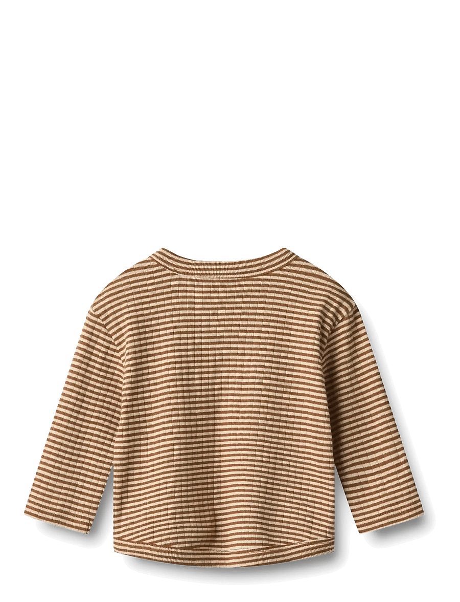 Wheat - T-shirt L/S Osvald - warm hazel stripe - 1
