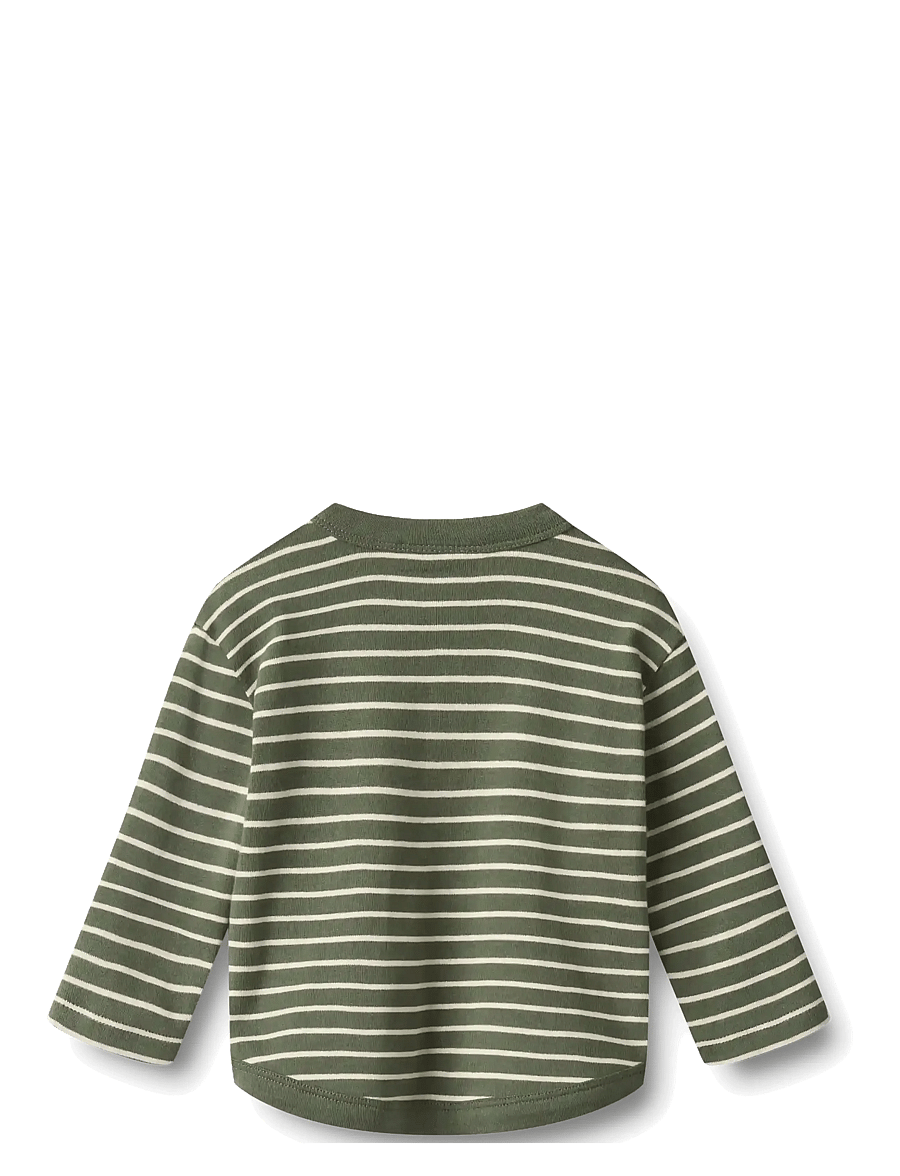 Wheat - T-shirt L/S Osvald - dark green stripe - 1