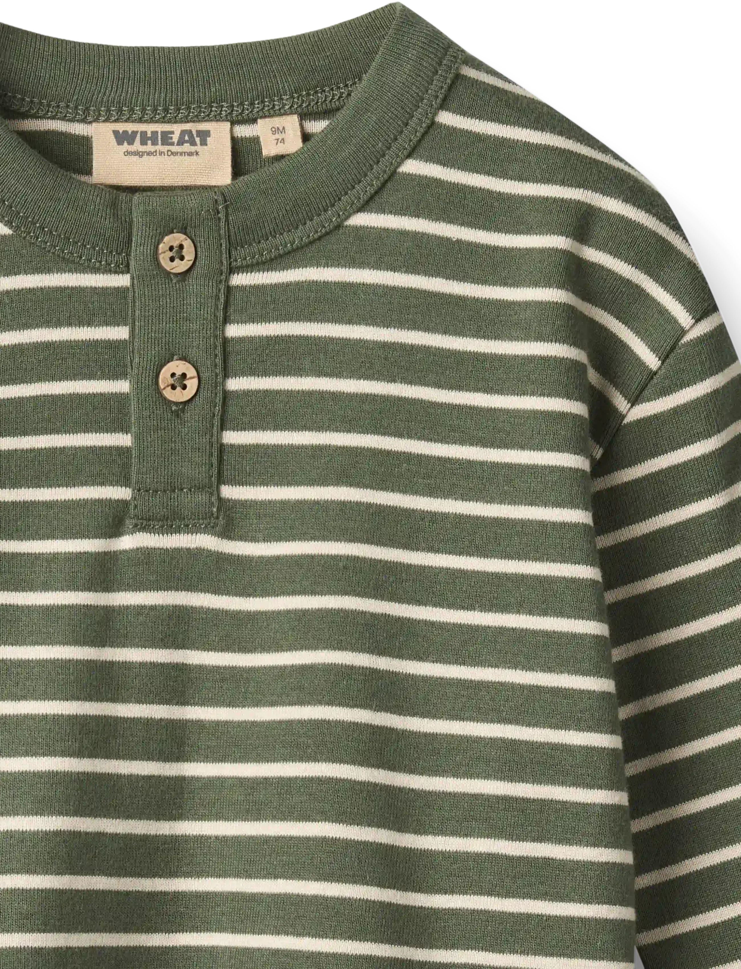 Wheat - T-shirt L/S Osvald - dark green stripe - 2