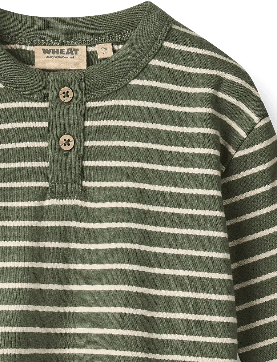 Wheat - T-shirt L/S Osvald - dark green stripe - 2