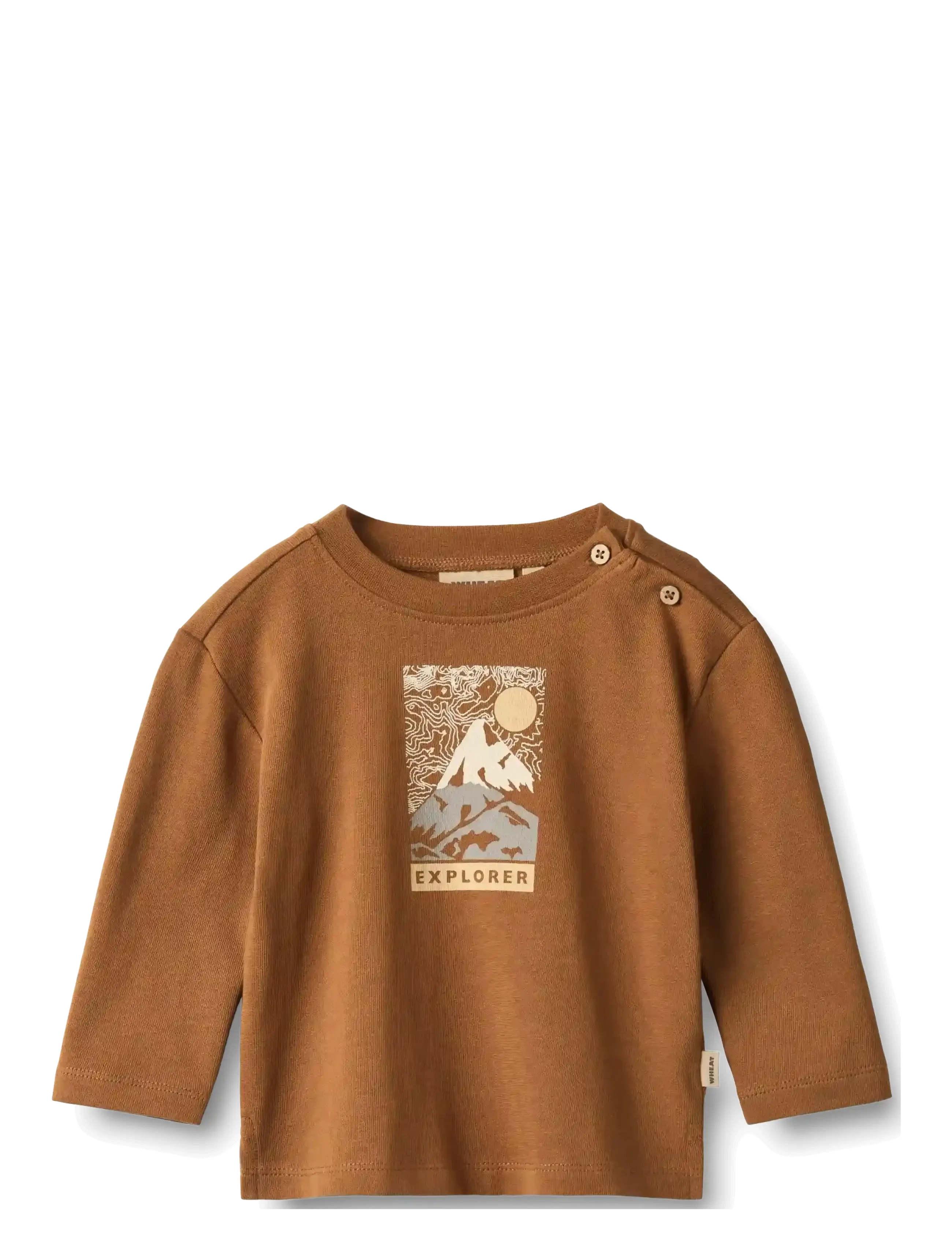 Wheat T-shirt L/S Ebbe Print - Imik  44-92 - WARM HAZEL / brown