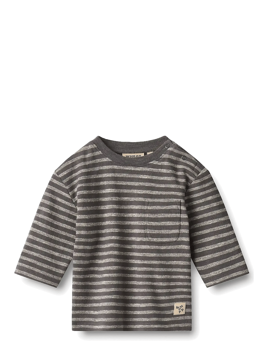 Wheat - T-shirt L/S Ross - pikkade varrukatega t-särgid - dark charcoal stripe - 0