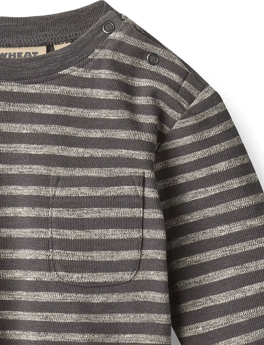 Wheat - T-shirt L/S Ross - pikkade varrukatega t-särgid - dark charcoal stripe - 2
