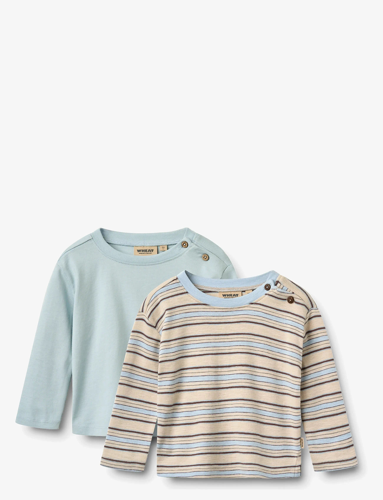Wheat - 2 T-shirt L/S Ebbe - langærmede t-shirts - multi blue stripe - 0