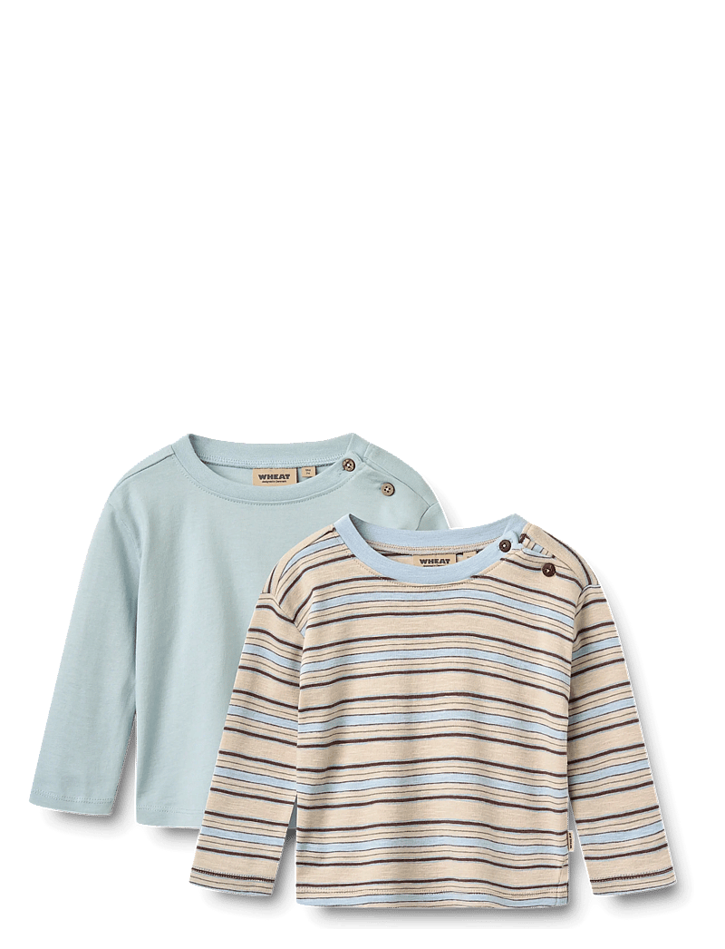 Wheat - 2 T-shirt L/S Ebbe - langærmede t-shirts - multi blue stripe - 0