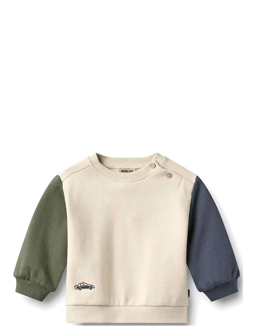 Wheat - Sweatshirt L/S Elliot Embroidery - sweatshirts - offwhite - 0