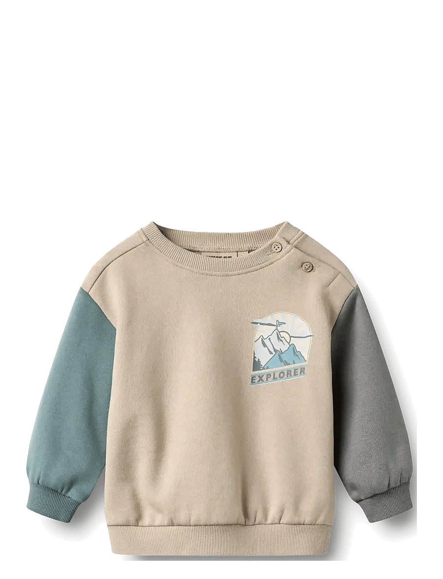 Wheat - Sweatshirt L/S Elliot Print - sweatshirts - grey moon - 0