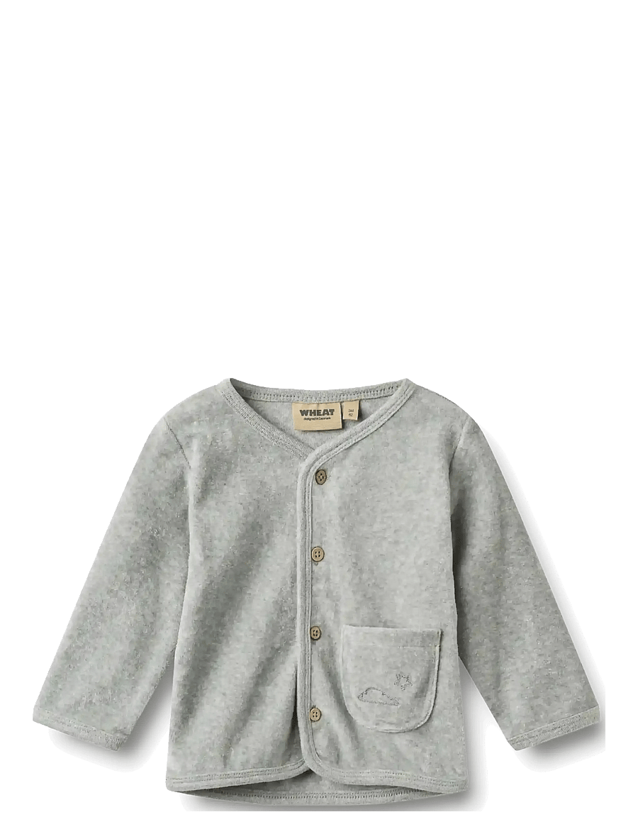 Wheat - Sweat Cardigan L/S Toto Sky - koftor - melange grey - 0