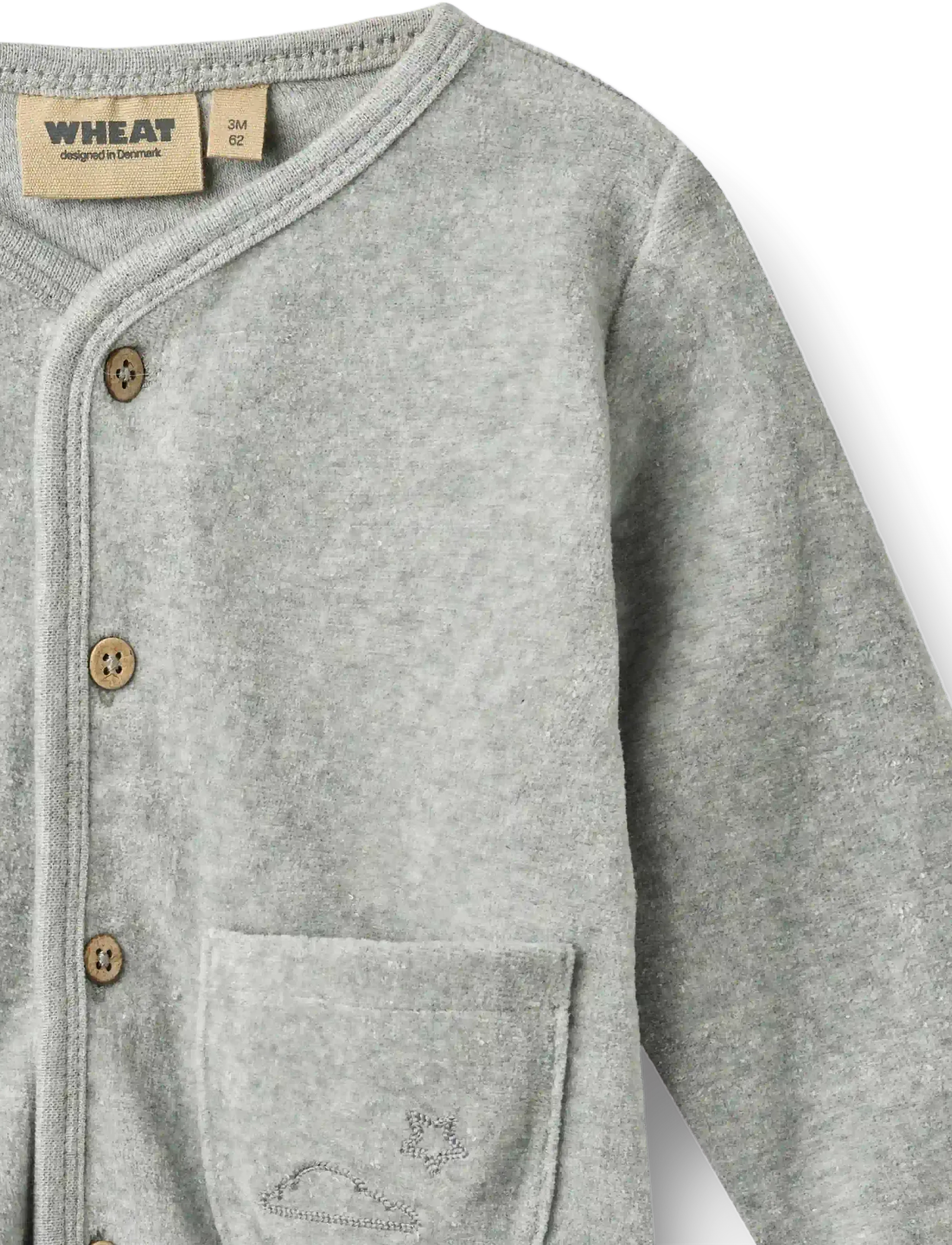 Wheat - Sweat Cardigan L/S Toto Sky - koftor - melange grey - 2