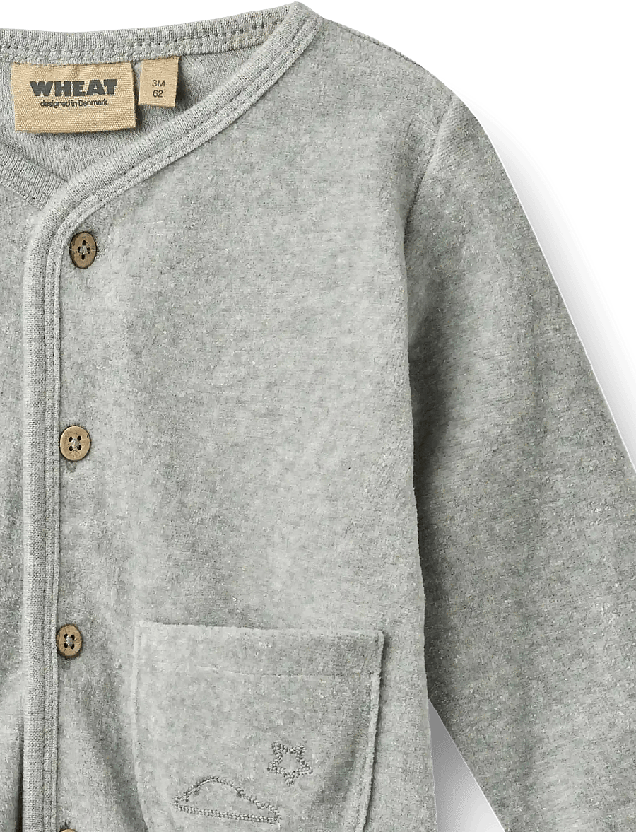 Wheat - Sweat Cardigan L/S Toto Sky - koftor - melange grey - 2