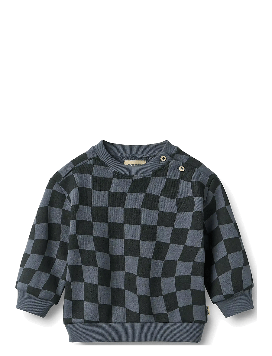 Wheat - Sweatshirt L/S Elliot - sweatshirts - navy blue check - 0