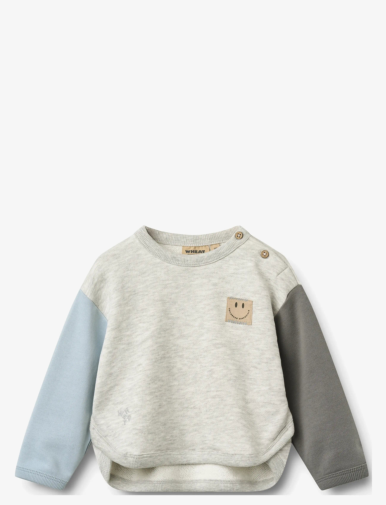 Wheat - Sweatshirt L/S Emery Badge - sweatshirts - light melange grey - 0