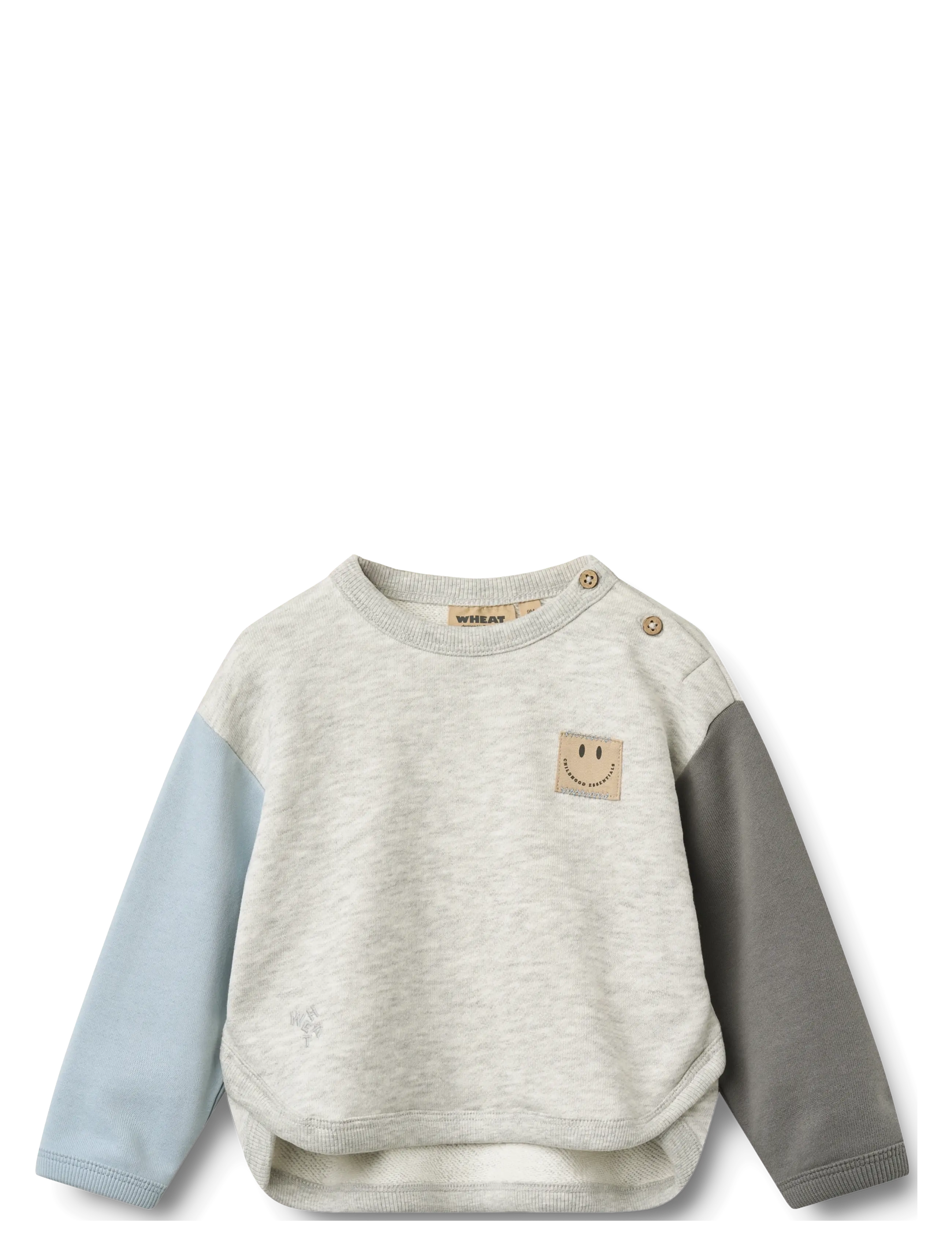 Wheat Sweatshirt L/S Emery Badge - Clothing - LIGHT MELANGE GREY / multi